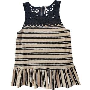 Free People Molly Retro Peplum Eyelet Lace Tank Blouse Women's Size M